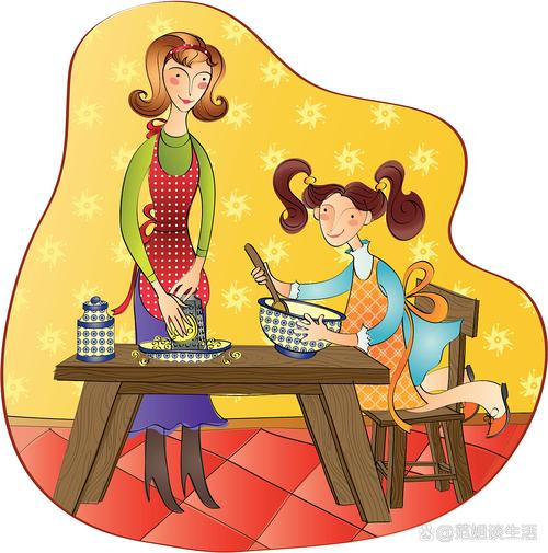家长引导孩子思考为什么饭要煮熟亲子厨房场景