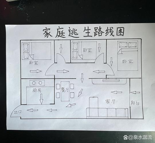 家庭应急逃生路线规划示意图