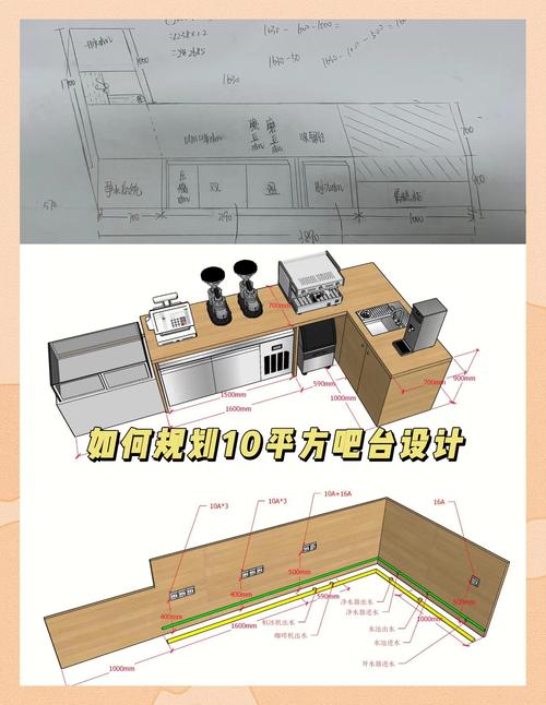 吧台水电定位插座预留示意图