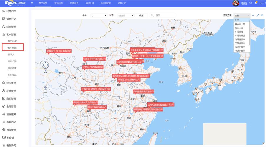 机械设备行业不同层级客户地理位置搜索需求图