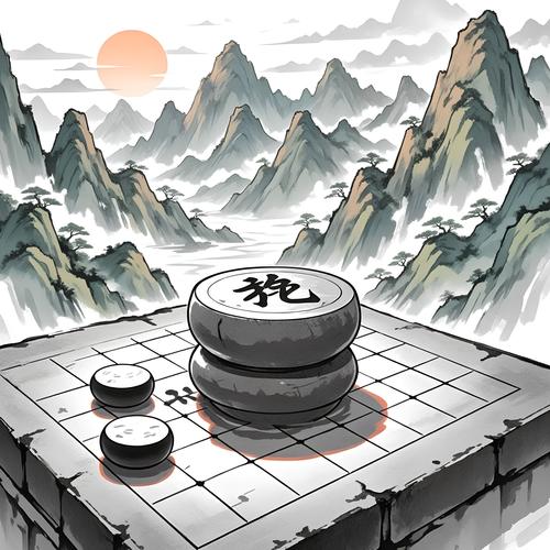 中国象棋楚河汉界水墨风格图案