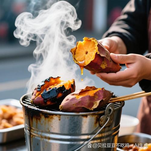峨眉山金顶钟楼铁皮桶烤红苕