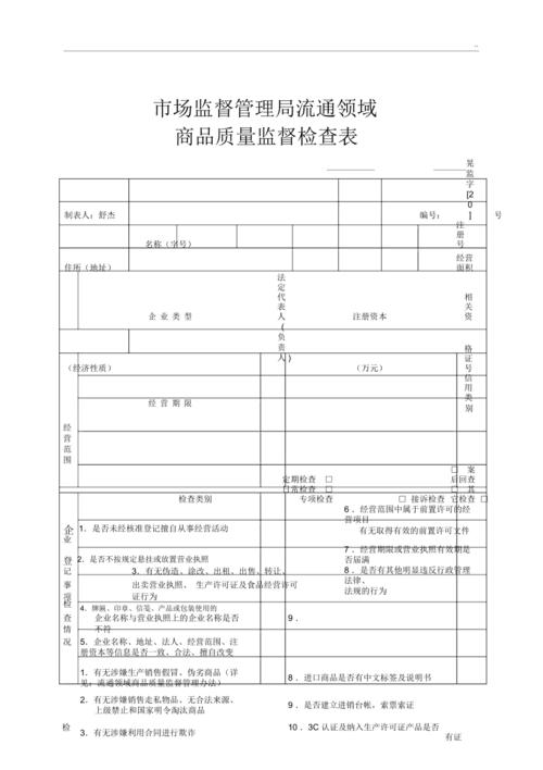 市监局商品虚假宣传认定检查记录表