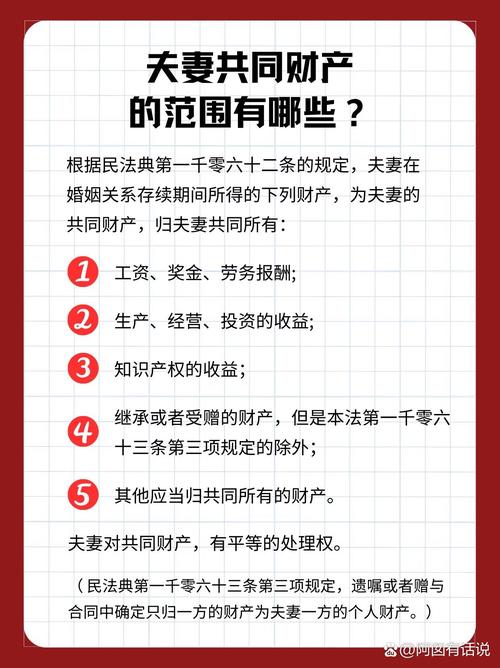 夫妻共同财产认定范围对照表