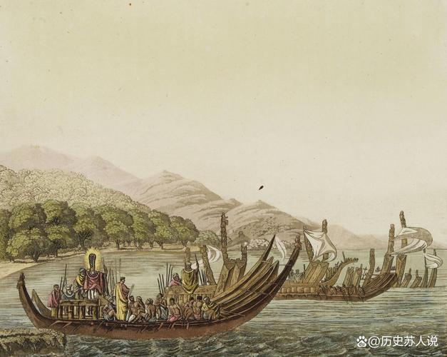 古代波利尼西亚航海星象导航木筏复原图