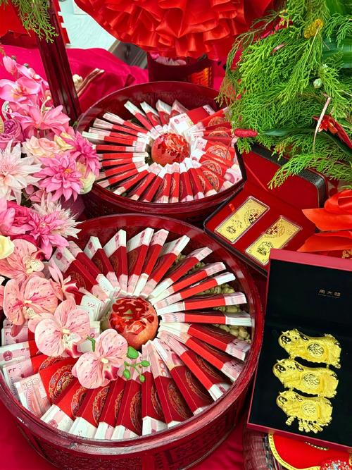 彩礼现金与金饰特写