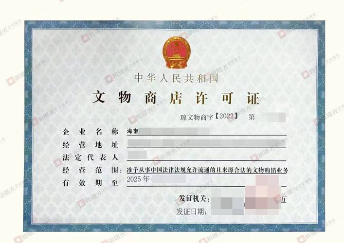 线下文玩店合法文物经营许可证公示照