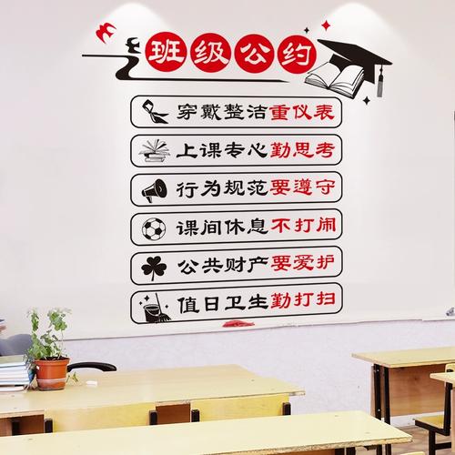 教室后墙落灰的班规张贴板