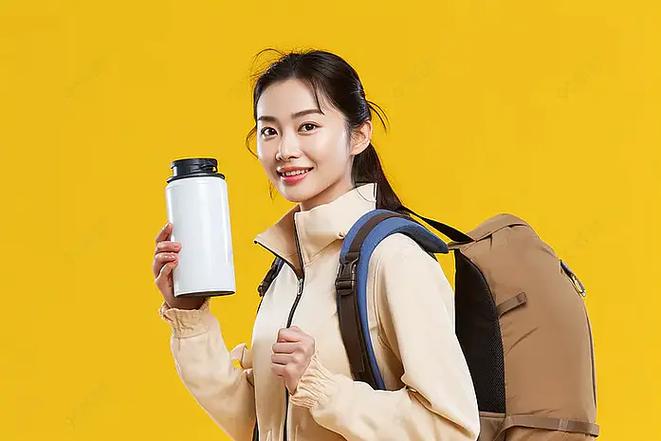 冬季户外徒步时用保温杯喝水的分解动作