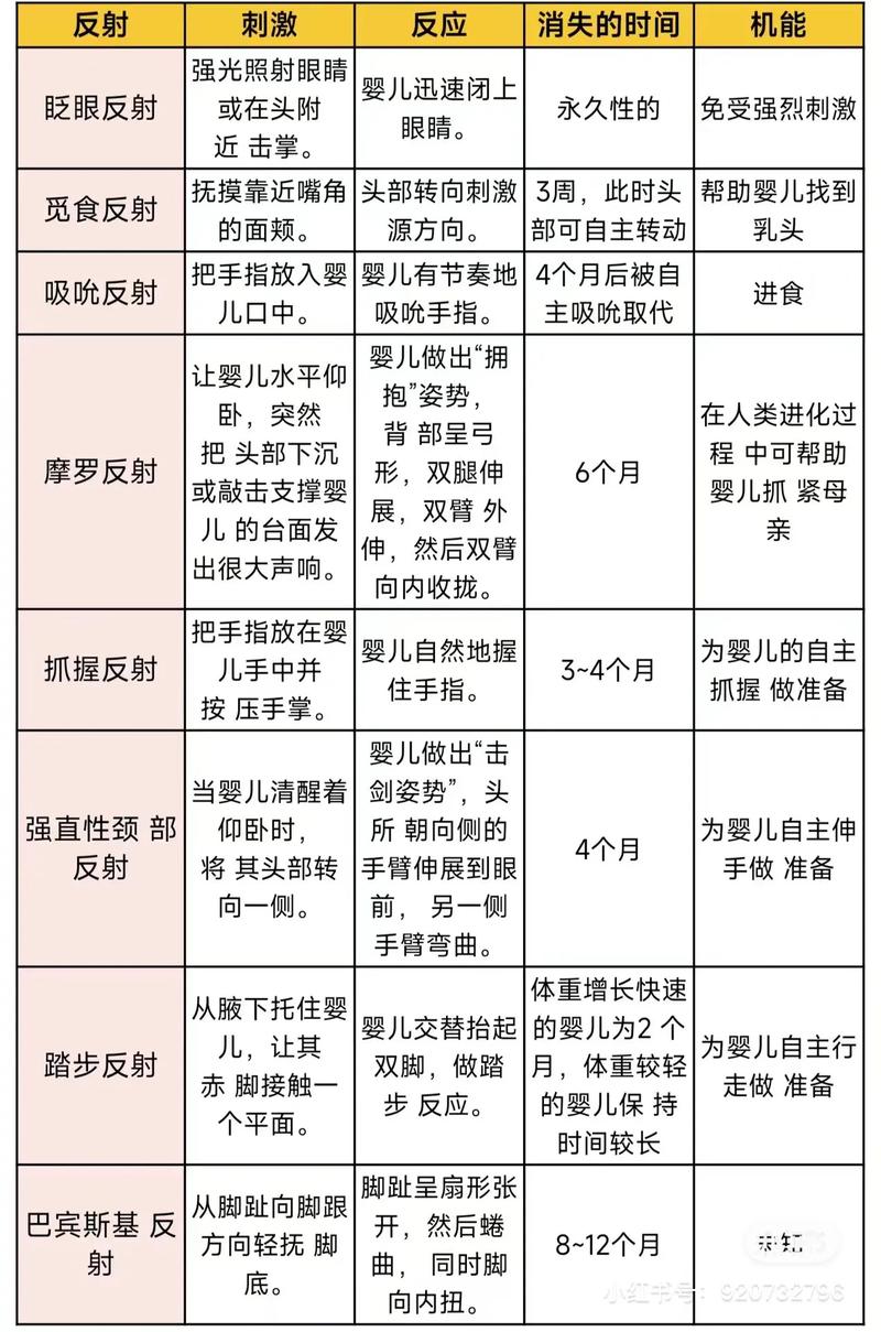新生儿原始反射临床检查示意图