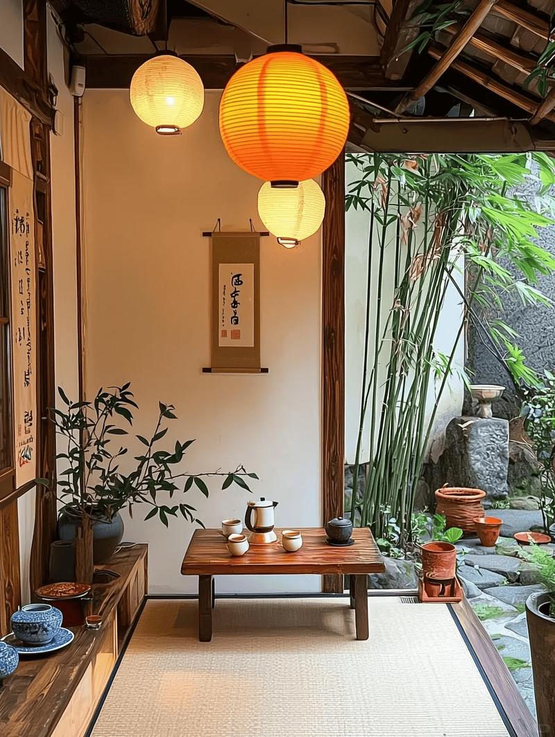 南漳周湾茶旅民宿院子茶桌品茶场景