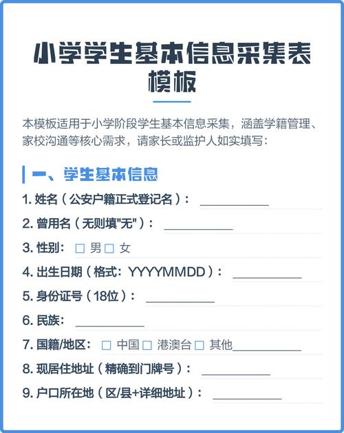 小学新生学籍信息采集表示例