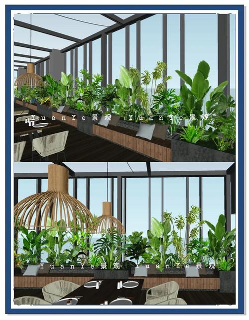 北欧风餐厅绿植软装搭配实景图