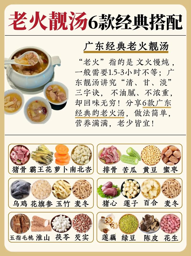 广东老火靓汤炖盅药材配料特写