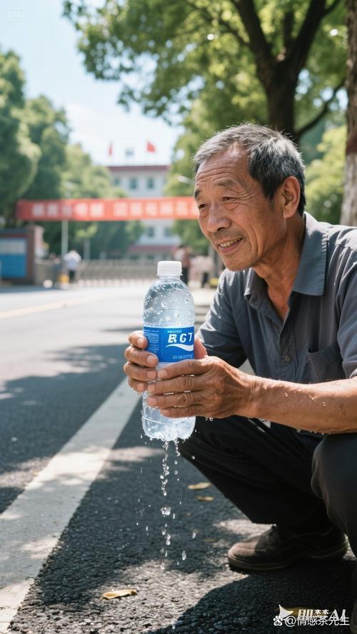高考考场外攥着矿泉水瓶指尖发白的学生