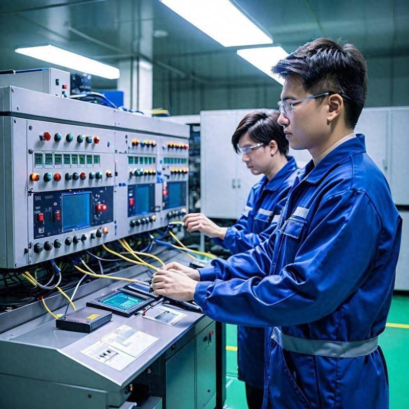 自动化工程师现场调试PLC控制柜