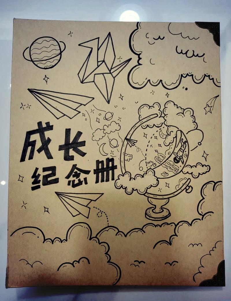 无酸卡纸制作的封皮复古成长画册成品