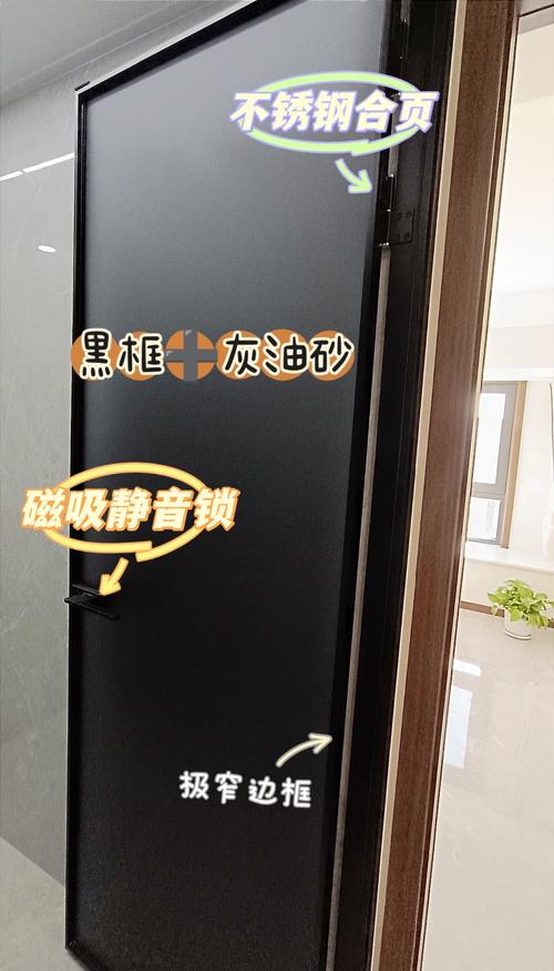 卫生间黑色窄边极简铝框门实拍图