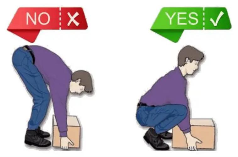 弯腰搬重物错误姿势示意图