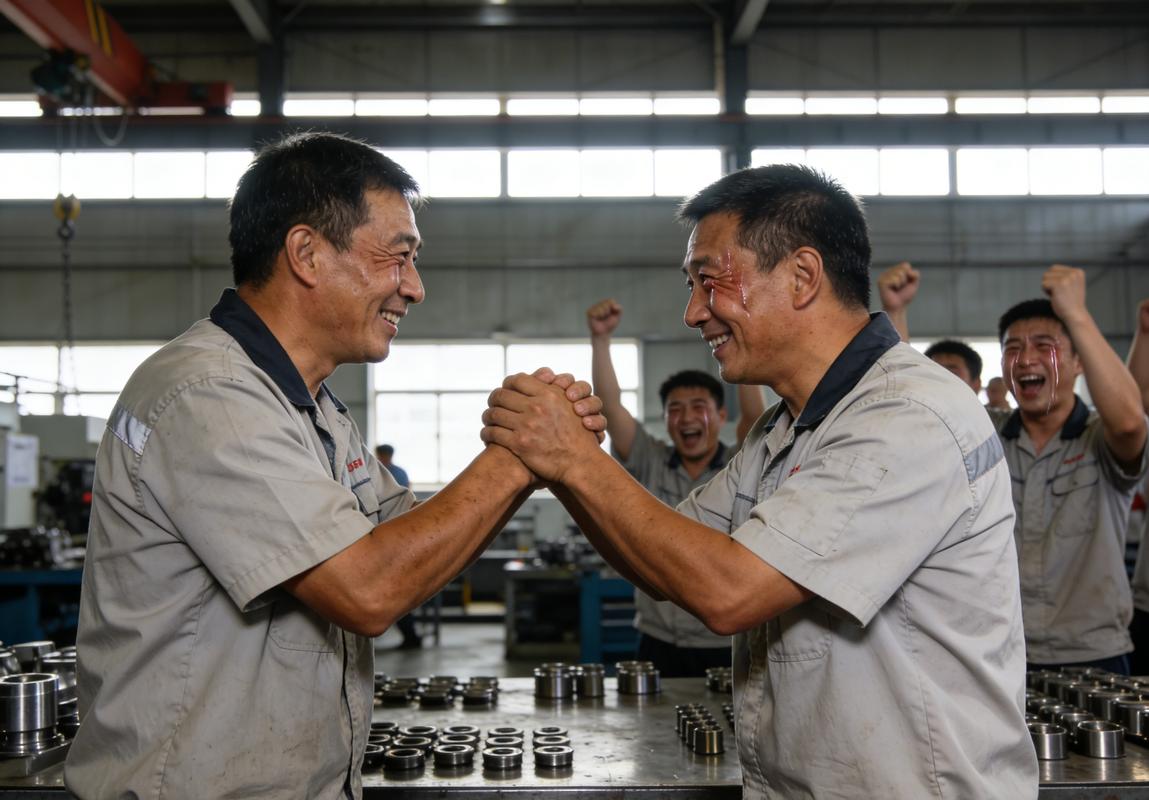 新老两代机械厂工人同框背影合影