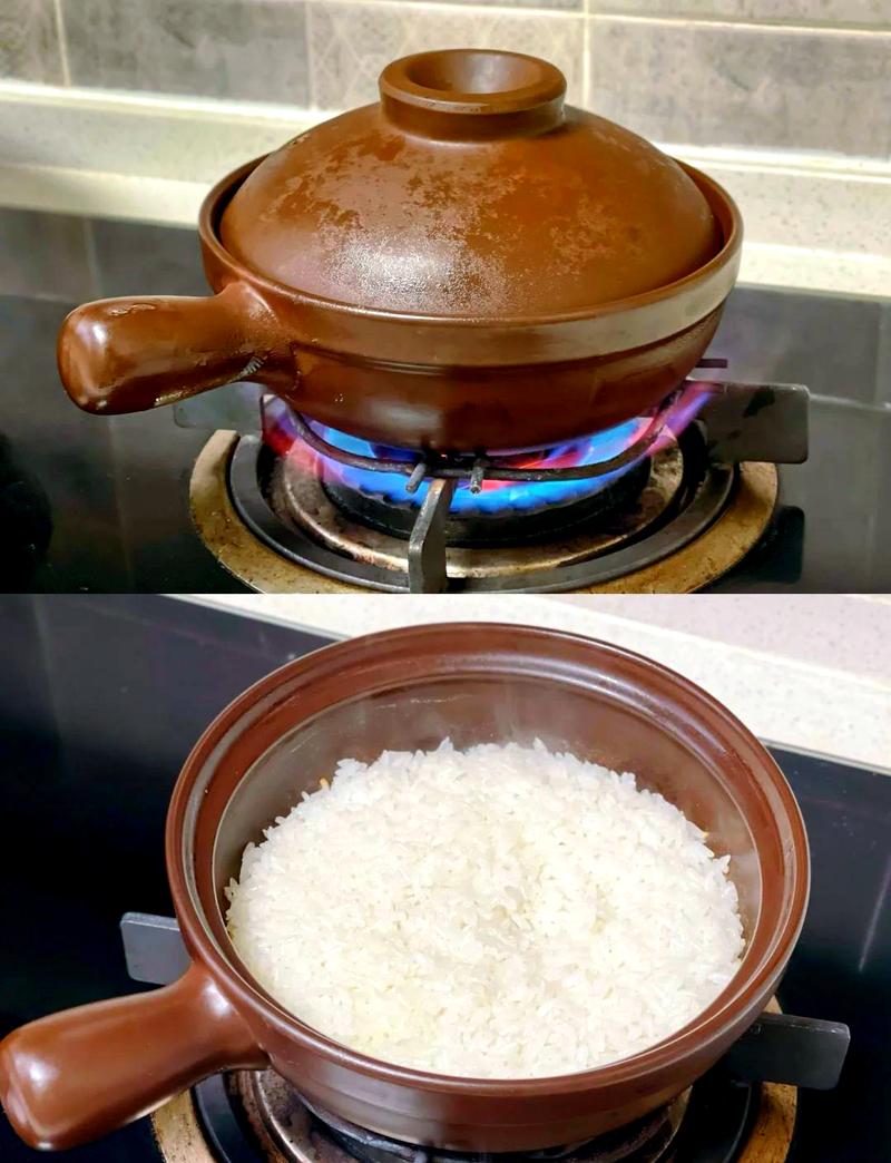 新砂锅开锅淘米水熬煮图