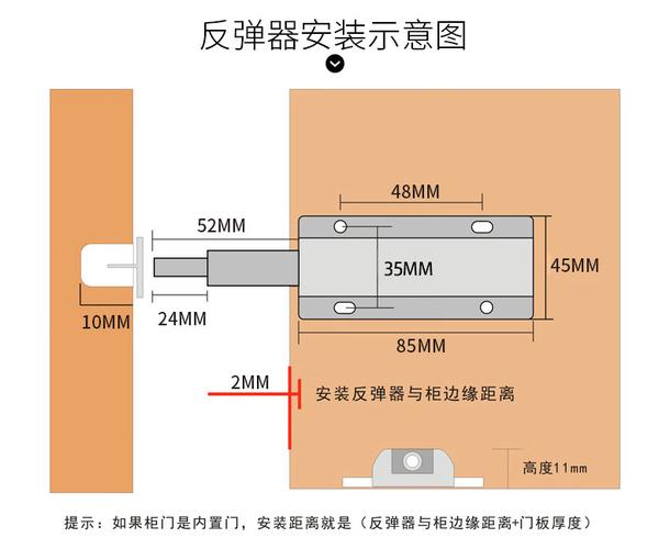 柜门反弹器内部结构分解示意图