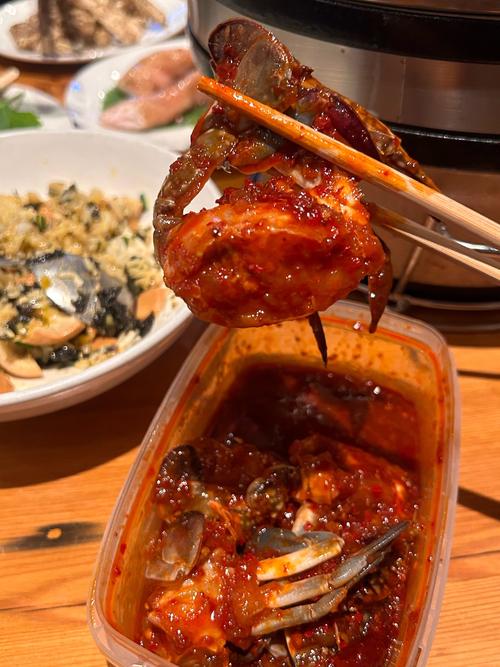 西塔韩国街酱蟹食材特写