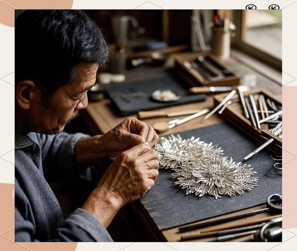 苏州金银细工花丝簪制作过程中
