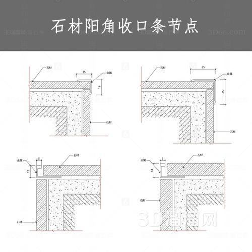 装修厨卫转角石材收口详图