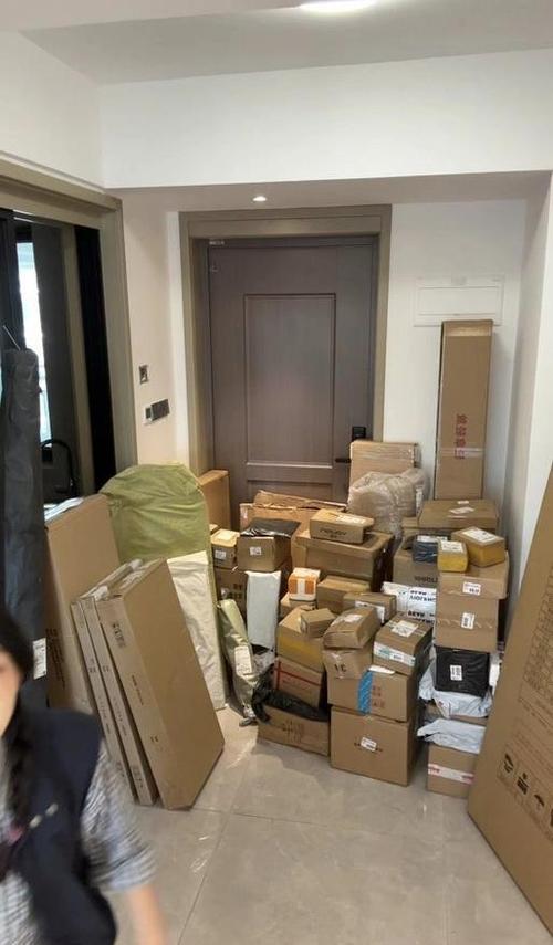 玄关堆着旧围巾和快递盒的日常居家场景