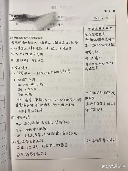 师范生公立学校见习岗位听课记录实拍