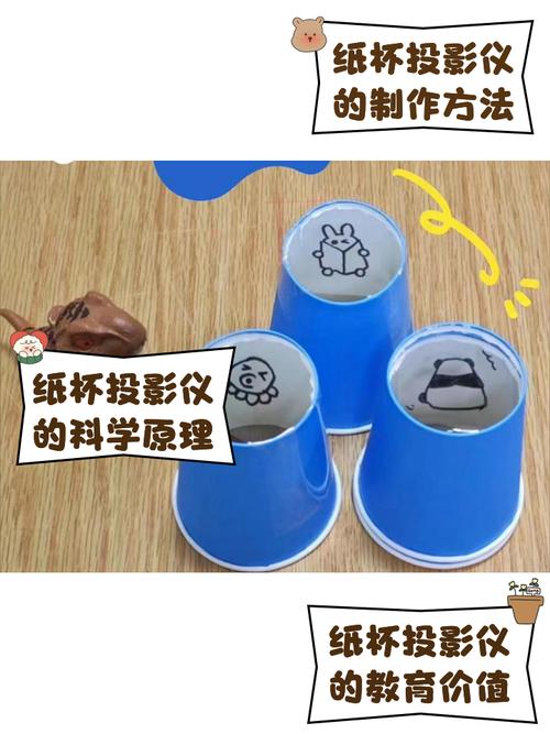 家庭餐桌上纸杯光影实验成品图
