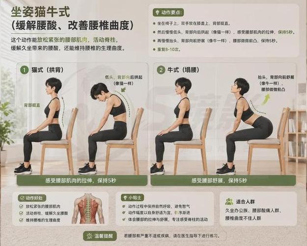 短途飞机座椅上简易腰肩拉伸图