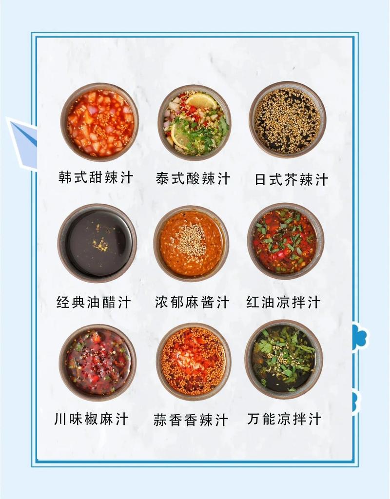 家庭凉拌菜调味汁比例调制示意图