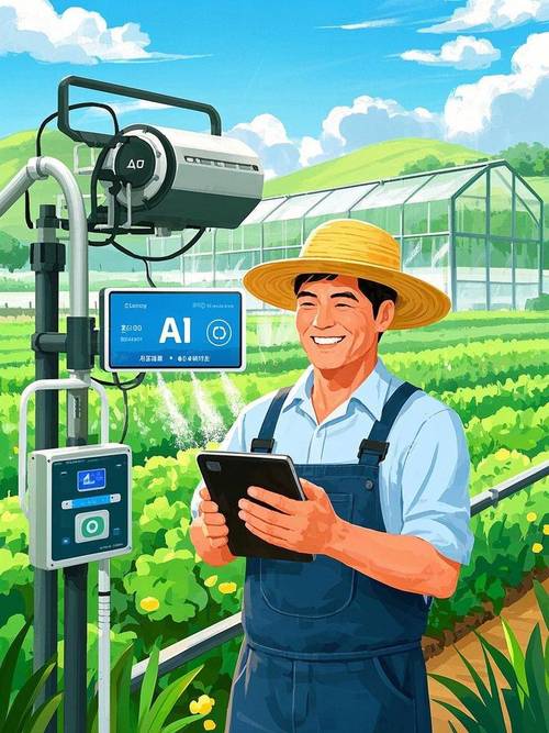 农业技术员田间指导果农使用AI工具实拍