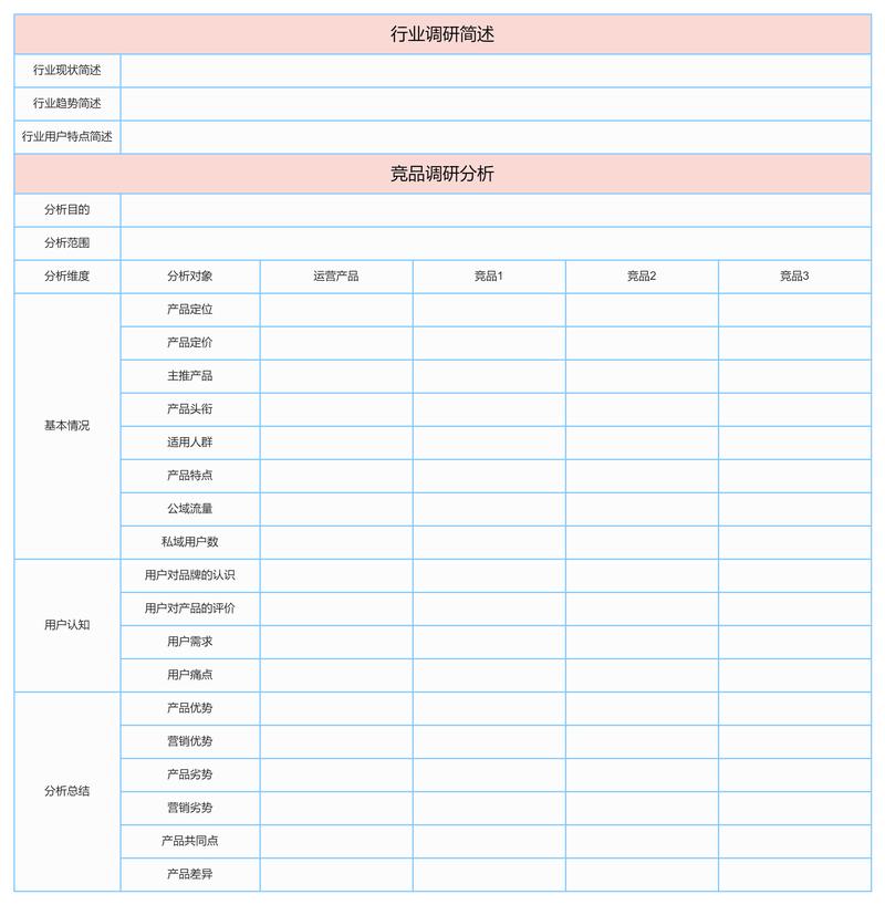 手动分析竞品评论词频统计表