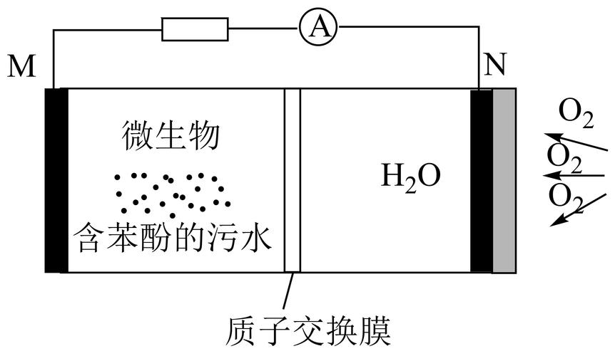 微生物燃料电池处理污水发电示意图