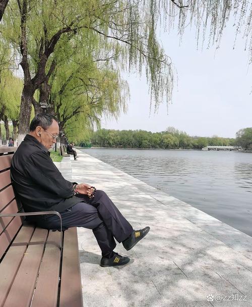 南京玄武湖公园上班族坐长椅休息照片