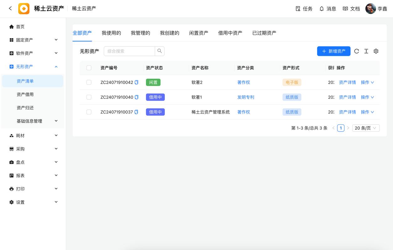 企业内部闲置资产共享平台界面
