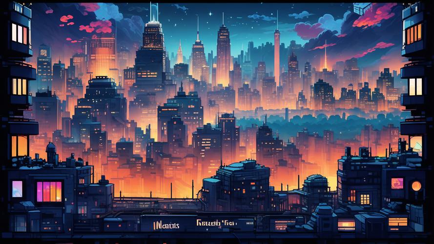 赛博朋克像素游戏迷雾侦探城市夜景