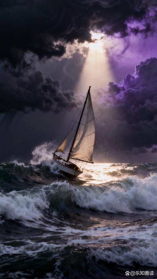 暴风雨中的帆船挣扎前行