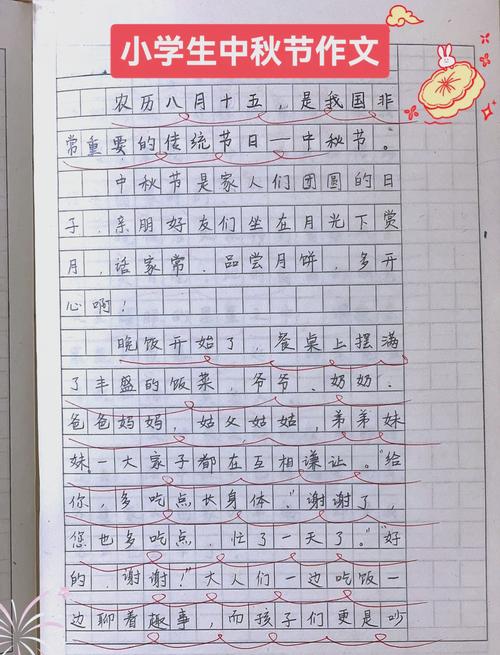 小学生作文本手写中秋短文原稿