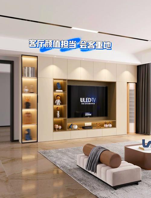 客厅满墙电视柜开放格比例示意