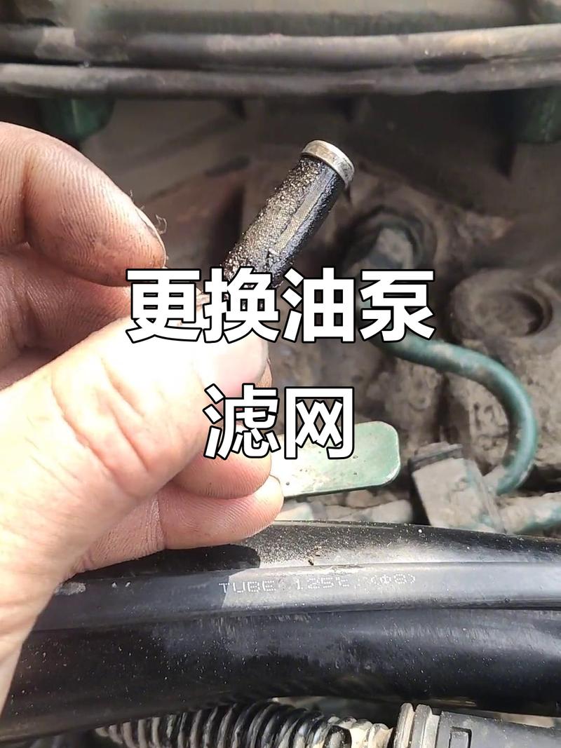 维修厂拆卸后堵塞的燃油泵进油滤网实物图