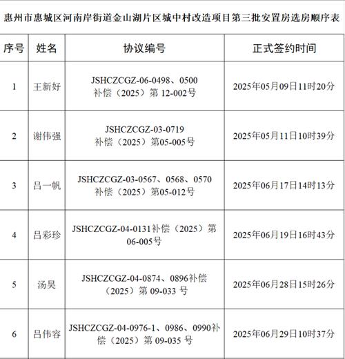 安置房被安置人名单表格截图