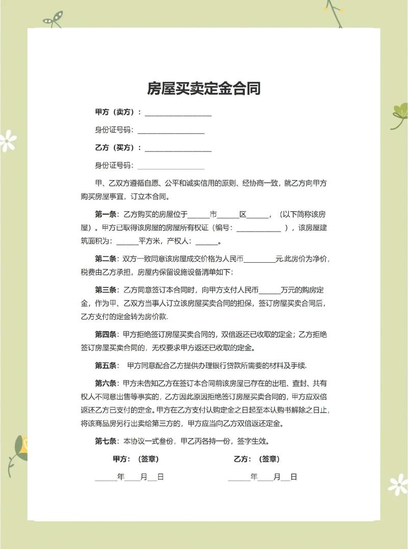 房产认购书定金条款标注图