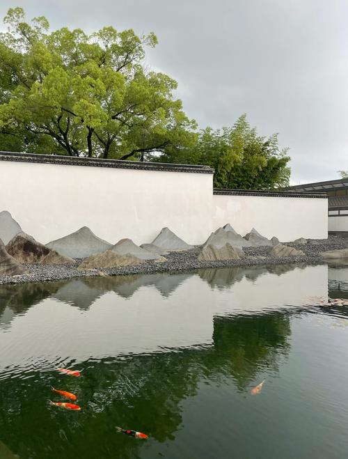 苏州博物馆水景倒影白墙黑瓦