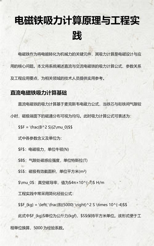 工业电磁铁吸力与响应时间参数对比表