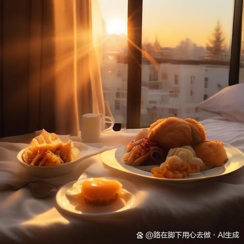 青年晨起窗边晒太阳吃早餐场景