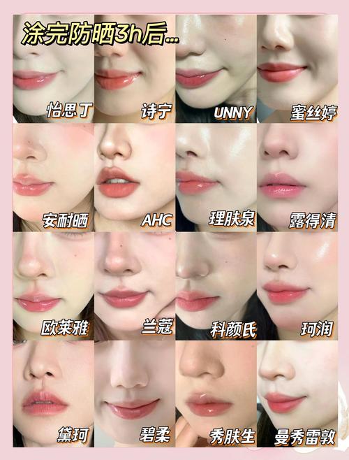 脸部户外防晒霜涂抹量对比示范